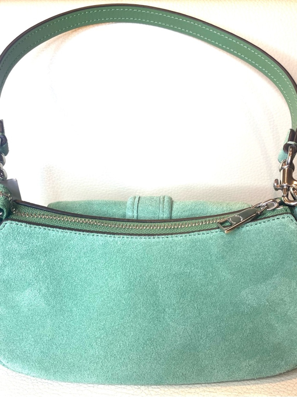 Coach Suede Soho Mini Shoulder Bag Baguette Leather Trim + Crossbody CDB12 Style - Picture 8 of 16
